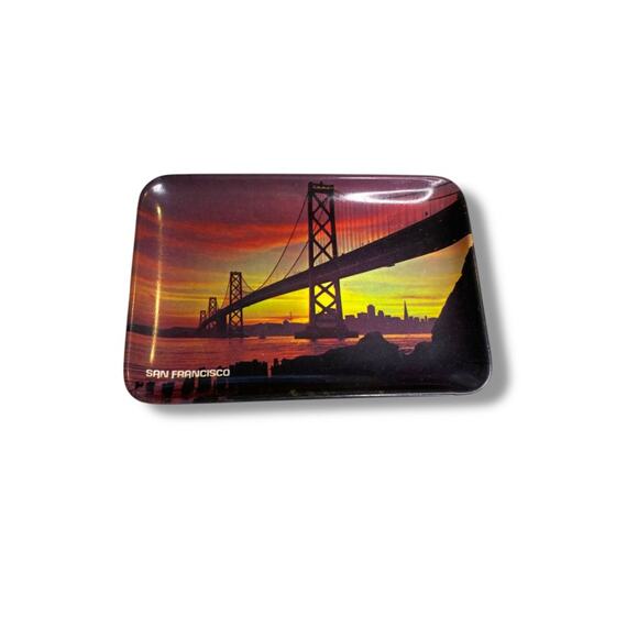 Vintage San Francisco Bridge Melamine Tray 4.2" x 5.8" - Picture 1 of 5